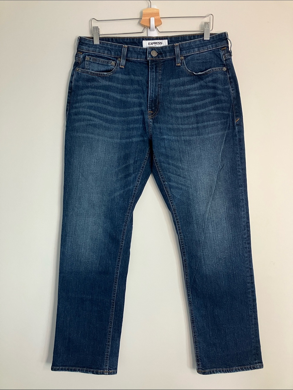 Express Jeans Mens 34x30* Blue Cotton Denim Straight Leg Classic Stretch